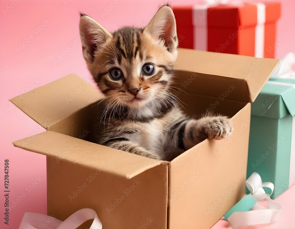Fototapeta premium kitten in box