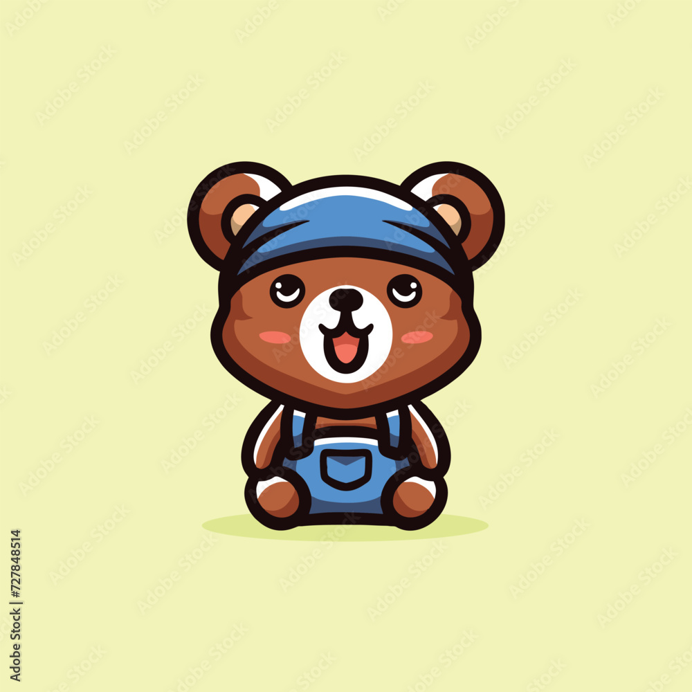 Cute Bear Cartoon Mascot Animal Vector Logo Design illustration Cute Bear Cartoon Mascot Animal Vector Logo Design illustration