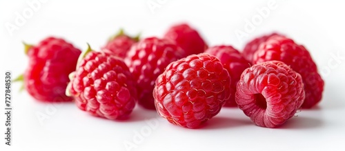 Juicy Ripe Red Raspberry on a Crisp White Background