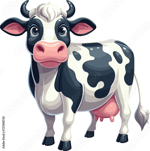 cute 3D cartoon cow vector illustration on isolated background