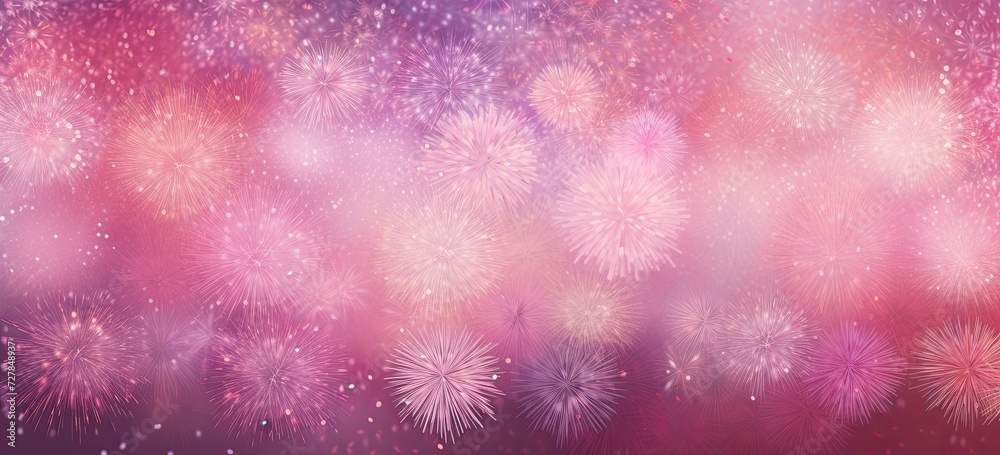 A captivating display of enchanting pink fireworks and sparkling bokeh set against a soft purple gradient, creating a mesmerizing spectacle. A captivating display of enchanting pink fireworks and sparkling bokeh set against a soft purple gradient, creating a mesmerizing spectacle.