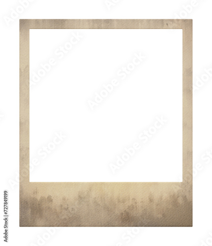 Old empty instant photo frame isolated