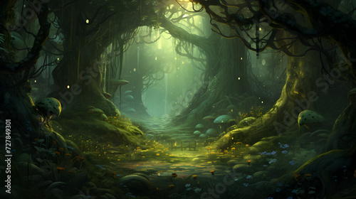 Illustration of a fantasy forest