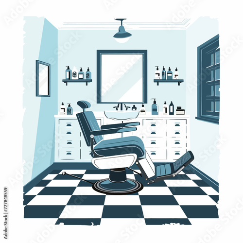 Male Barbershop interior Design Illustration