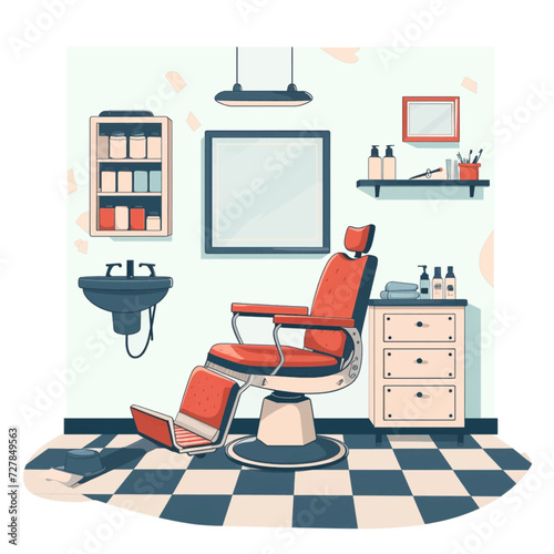 Male Barbershop interior Design Illustration