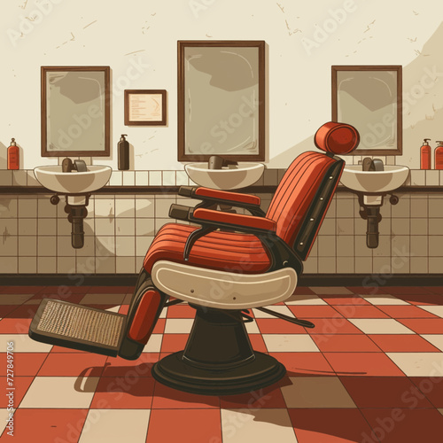 Male Barbershop interior Design Illustration