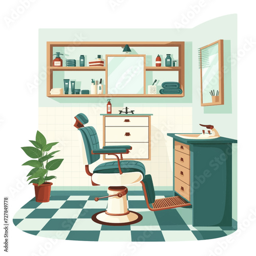 Male Barbershop interior Design Illustration