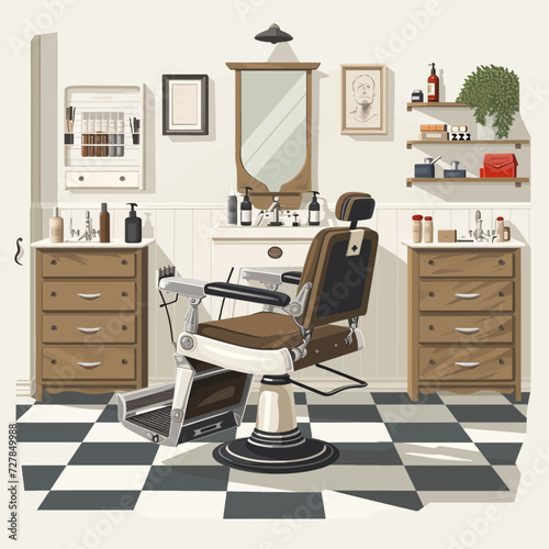 Male Barbershop interior Design Illustration