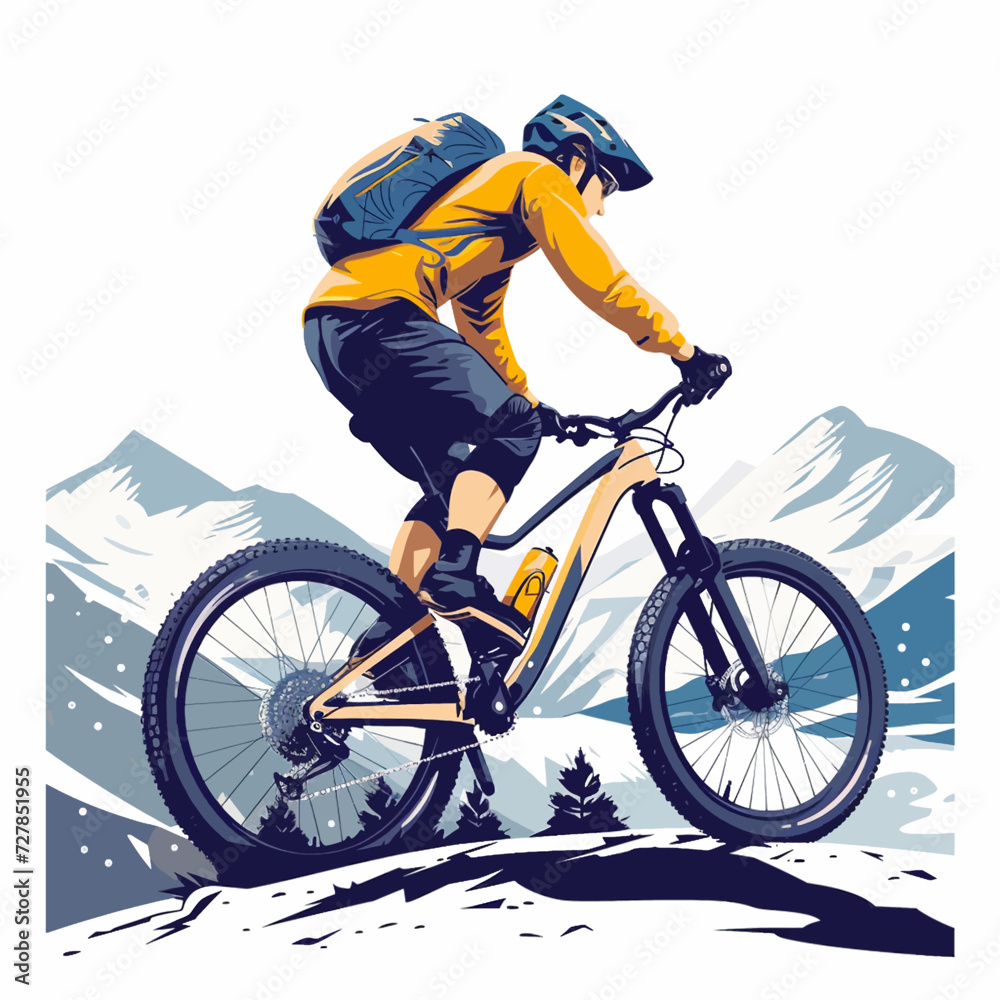 Naklejka premium Mountainbiking in the mountains