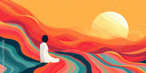 Mindfulness and Meditation: Vector Illustration of a Person Practicing Mindfulness and Meditation, Cultivating Inner Peace