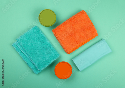 Microfiber clothes and household cleaning products