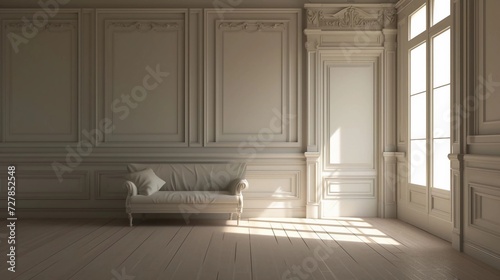 Empty interior room 3d Render. classic interior design. Luxurious interior, minimalist, classic living room © Ahmad