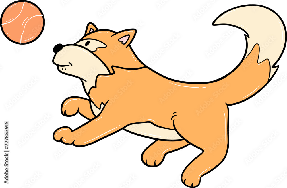 cute orange dog with a fluffy tail cartoon cute orange dog with a fluffy tail cartoon