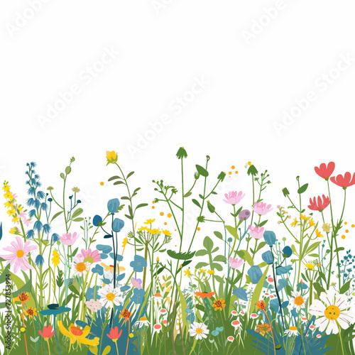 Fototapeta Naklejka Na Ścianę i Meble -  Calm Meadow with colorful wildflowers