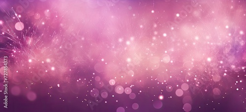 A captivating display of enchanting pink fireworks and sparkling bokeh set against a soft purple gradient, creating a mesmerizing spectacle.