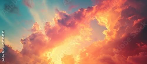 Clouds in a Radiant Sunset Sky Background