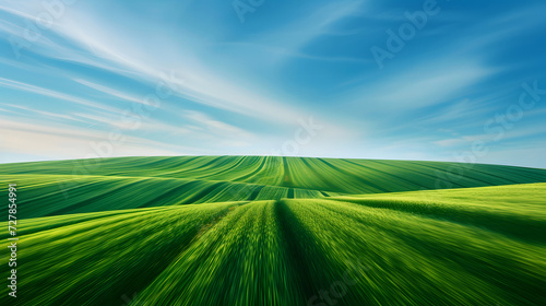 Organic Green Lines and Blue Sky Abstraction: Wallpaper Background Illustration, AI Generative