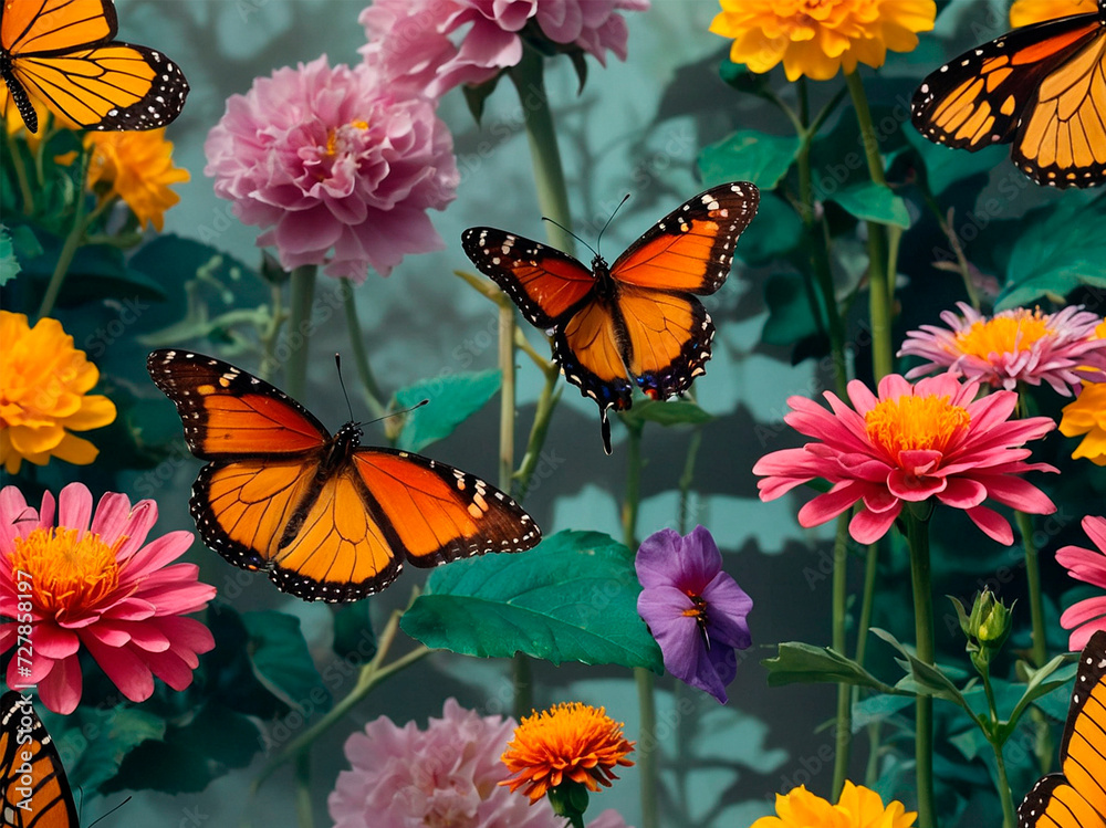 butterfly and flowers butterfly and flowers