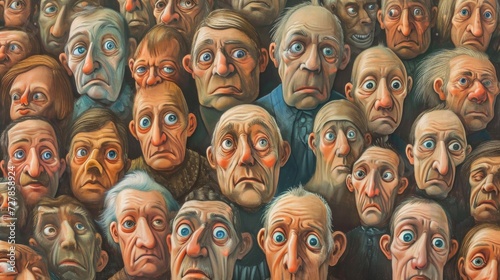 Group of faces with different facial expressionsbe used as background