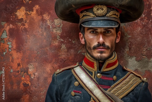 History of Spanish soldier. Historical photograph of Spain soldier photography. Horizontal format