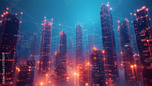 Wallpaper Mural Smart city and communication network concept. Torontodigital.ca