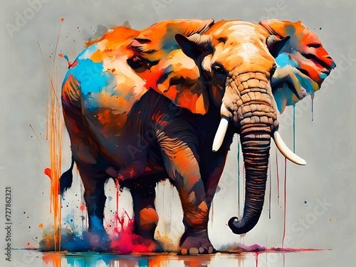 Illustration portrait of an elephant © A.willem
