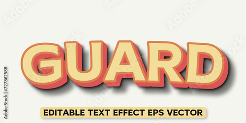 Guard yellow color editable 3d text effect eps vector

