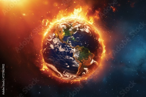 Burning Earth, global warming concept