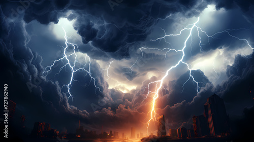 Illustration of lightning storm and thunder climate change