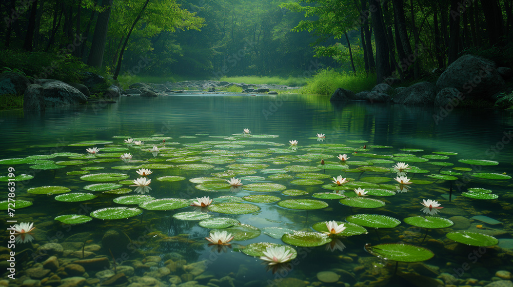 pond with flowers pond with flowers