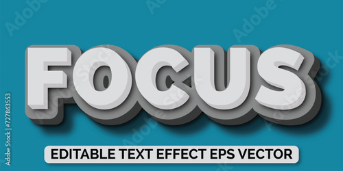 Focus white color editable 3d text effect eps vector
