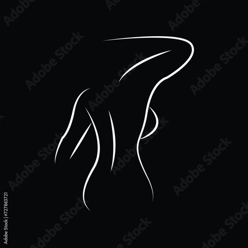 Silhouettes of lovely lady. Beautiful girl stand in different pose. The figures of women are nude, feminine and slender. Vector illustration 5 8 0 0