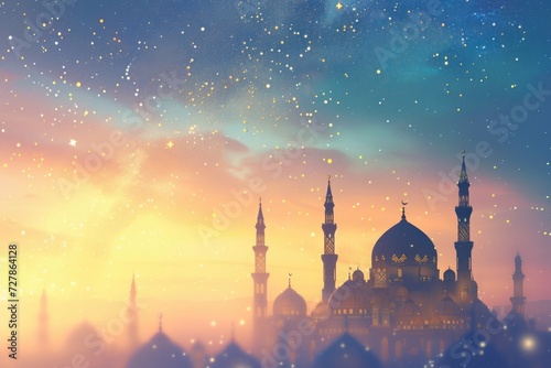 fairytale watercolor mosque background