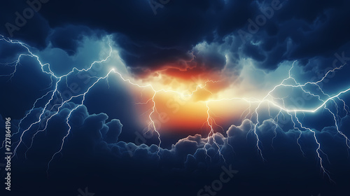 Illustration of lightning storm and thunder climate change