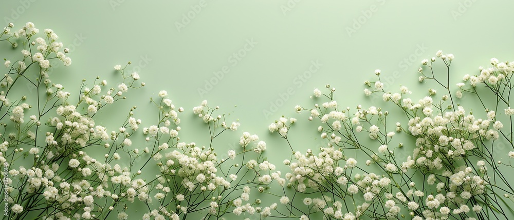 Gypsophila Flowers on Pastel Spring Background

