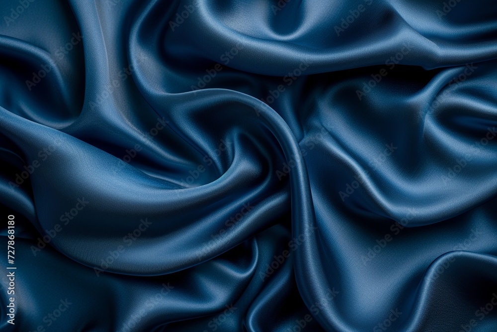 Fototapeta premium Luxurious Dark Blue Silk Satin Background