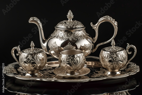 A sterling silver tea set