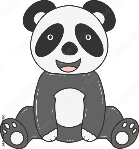cute cartoon panda sitting down © mchlabs