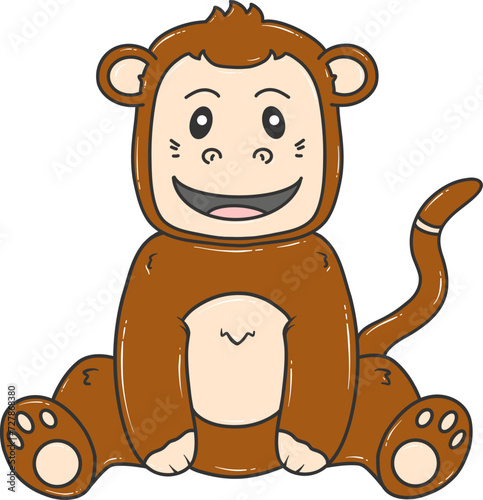 cute cartoon monkey sitting down