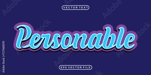 personable letter text style design vector, personable writing in vintage cursive style