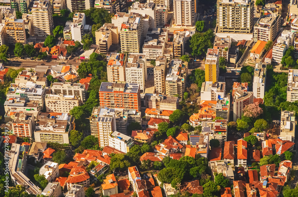 Aerial view of Rio with Corcovado Mountain, Sugarloaf Mountain and Guanabara Bay - Rio de Janeiro, Brazil