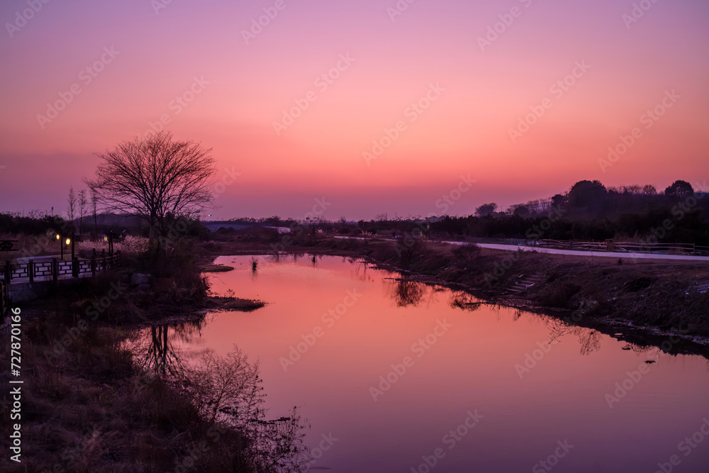 sunset on the river