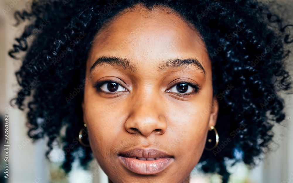 Close up portrait of a beautiful african american woman with blue eyes Close up portrait of a beautiful african american woman with blue eyes