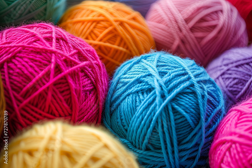 Colorful yarn balls