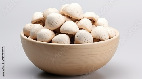 Mushroom on wooden bowl for vegetable cooking ingredient