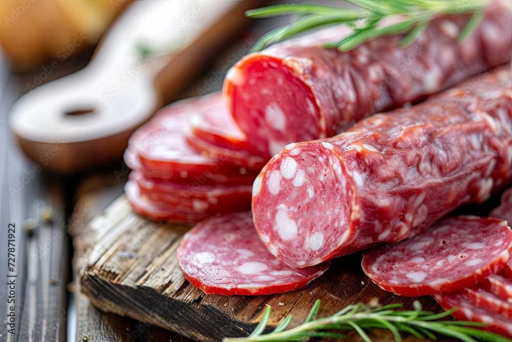Salami sausage on the table