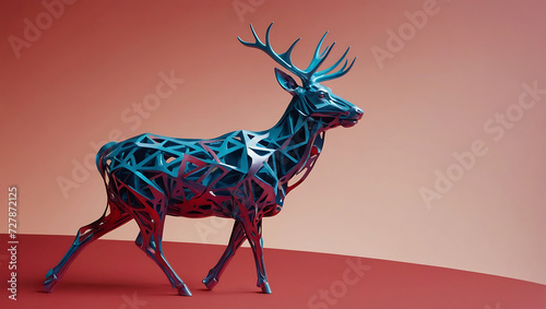 Poligonalna rzeźba jelenia w nowoczesnym stylu