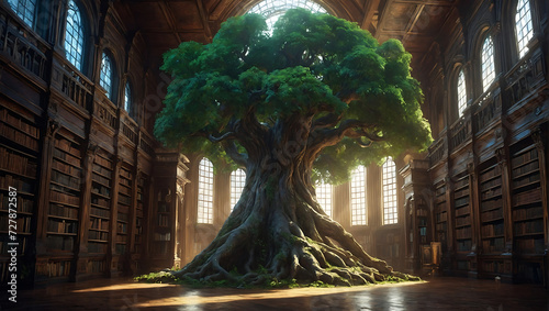 Drzewo wiedzy rosnące w sercu biblioteki