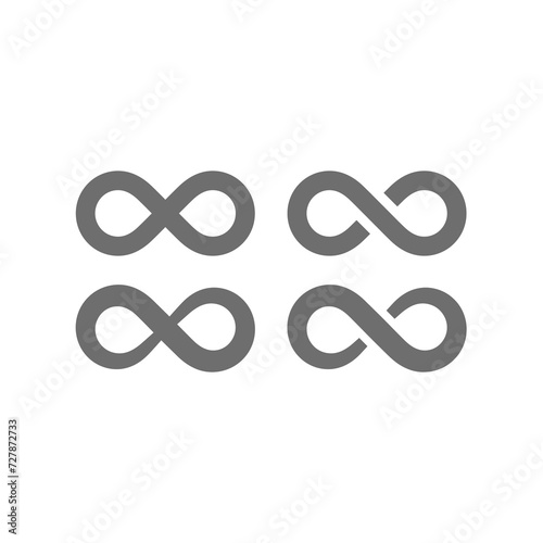 Infinity vector icon set. Simple black symbol.