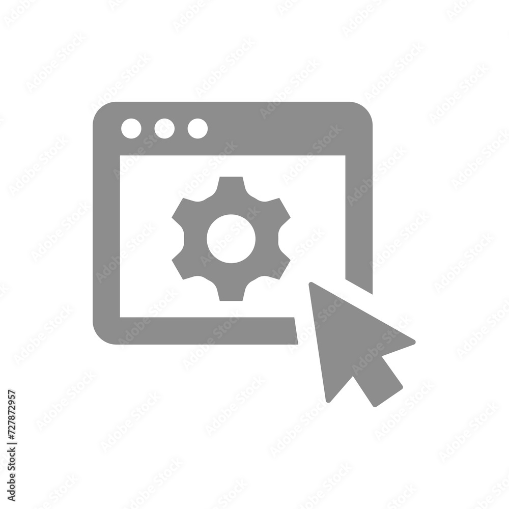 Web page setup vector icon. Settings with mouse and gear symbol. Web page setup vector icon. Settings with mouse and gear symbol.